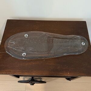 Vintage Clear Glass Fish Shaped Serving Dish | Etched Details | Coastal Decor